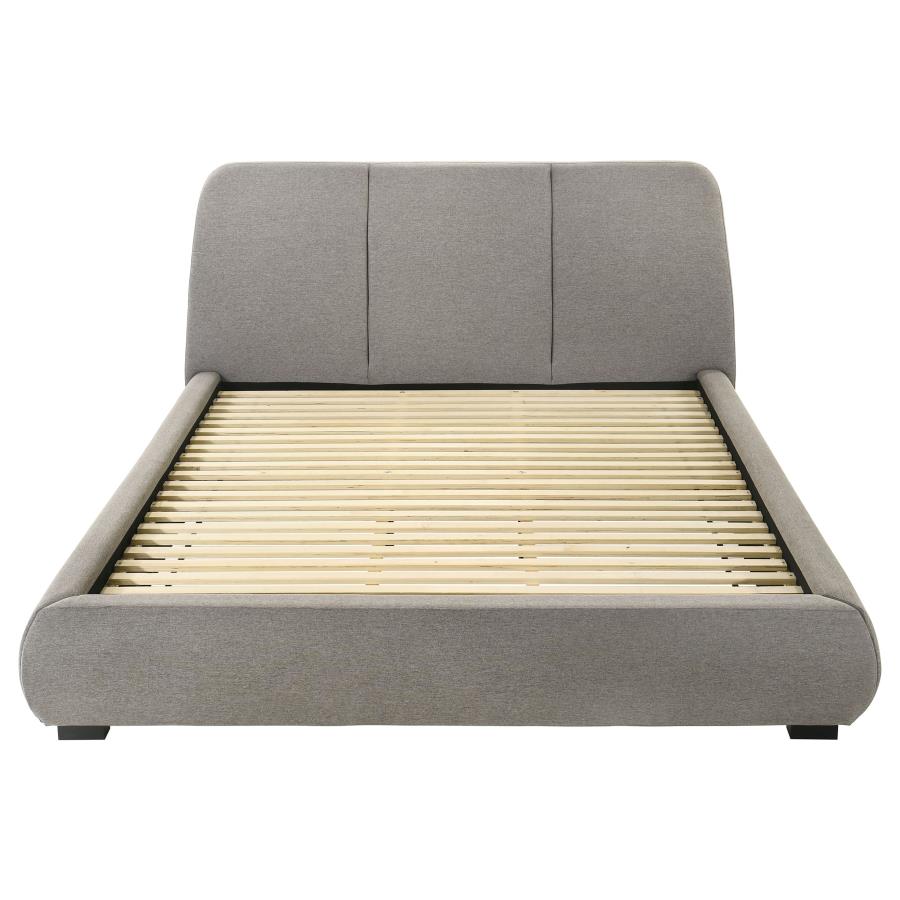 Mokena 46-inch Upholstered Eastern King Platform Bed Taupe view 4