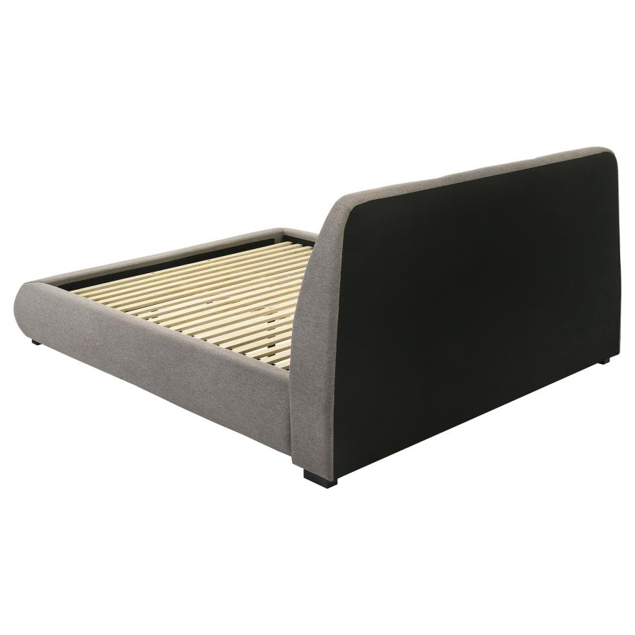 Mokena 46-inch Upholstered Eastern King Platform Bed Taupe view 5