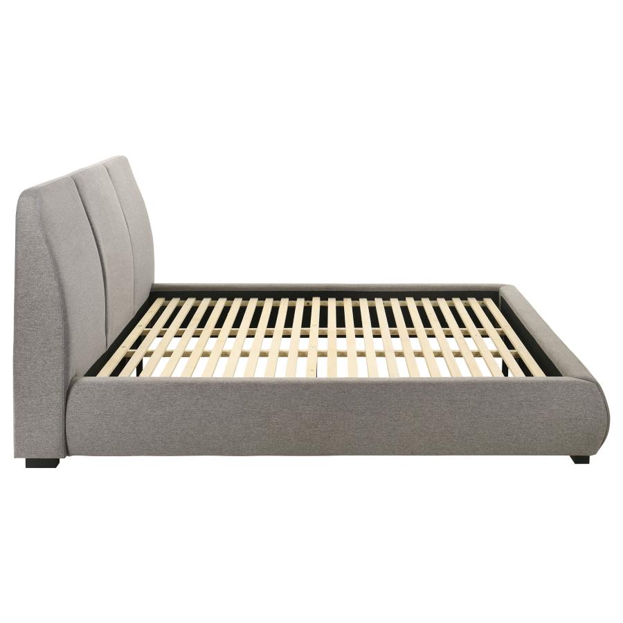 Mokena 46-inch Upholstered Eastern King Platform Bed Taupe view 6