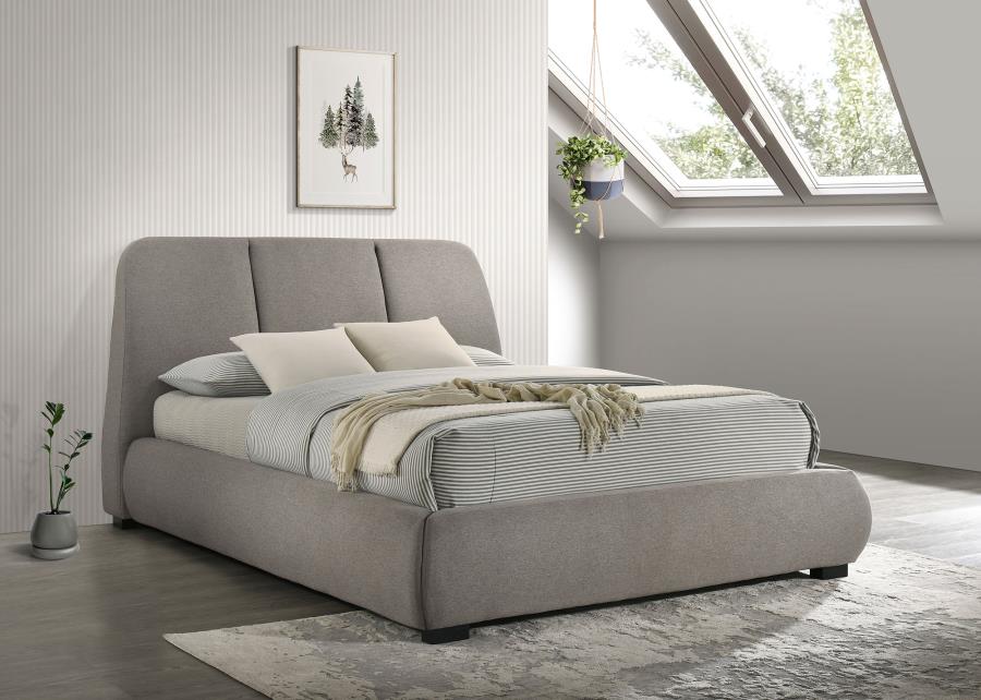 Mokena 46-inch Upholstered Queen Platform Bed Taupe view 2