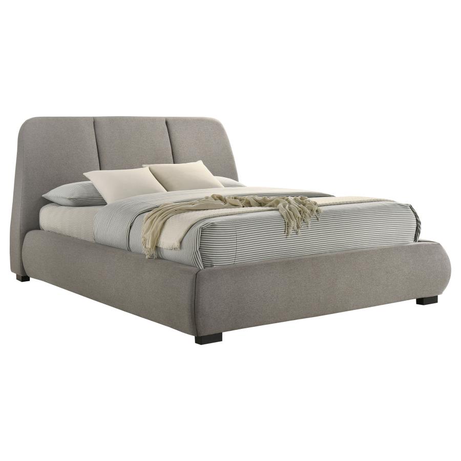 Mokena 46-inch Upholstered Queen Platform Bed Taupe view 3