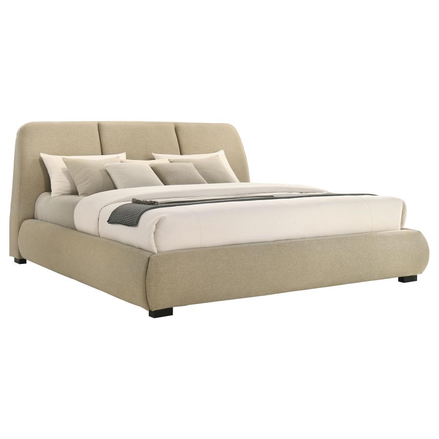 Mokena 46-inch Upholstered Eastern King Platform Bed Brown view 3