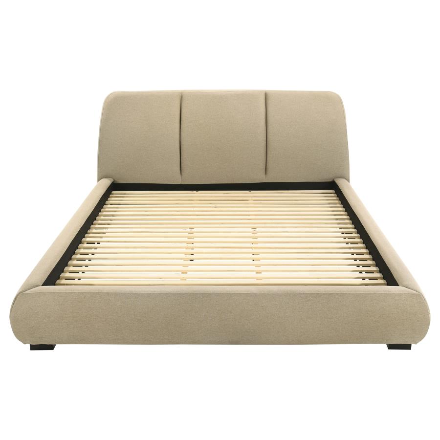 Mokena 46-inch Upholstered Eastern King Platform Bed Brown view 4