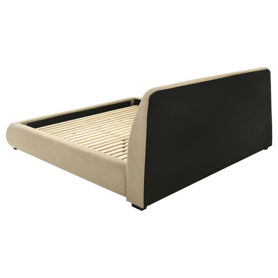 Mokena 46-inch Upholstered Eastern King Platform Bed Brown view 5