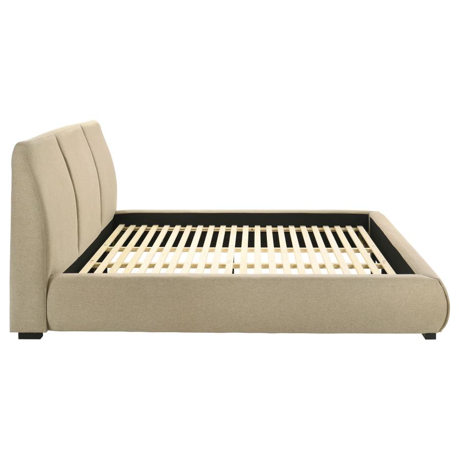 Mokena 46-inch Upholstered Eastern King Platform Bed Brown view 6