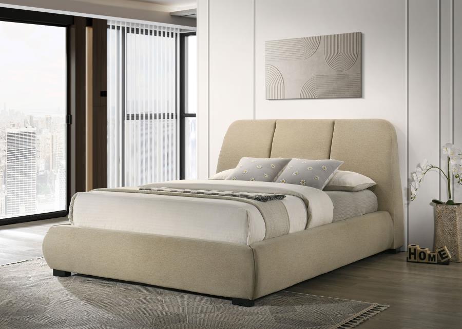 Mokena 46-inch Upholstered Queen Platform Bed Brown view 2