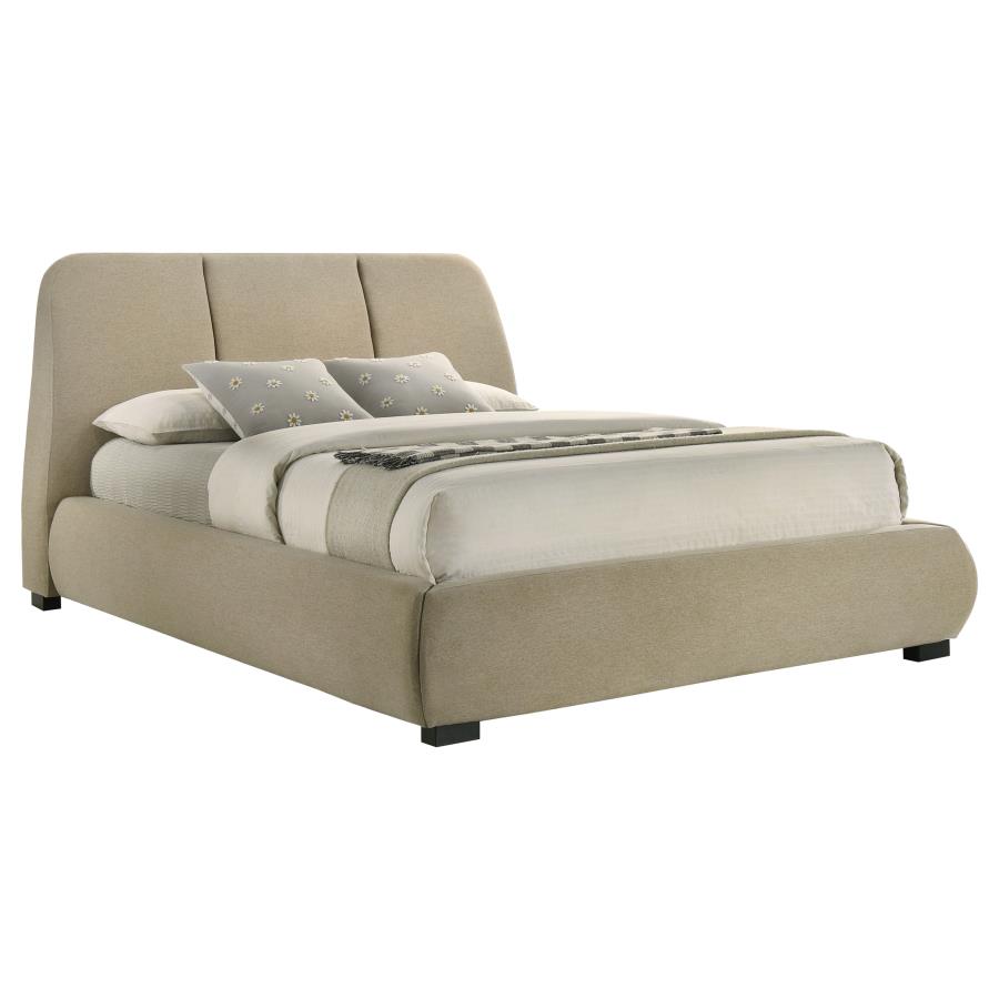 Mokena 46-inch Upholstered Queen Platform Bed Brown view 3