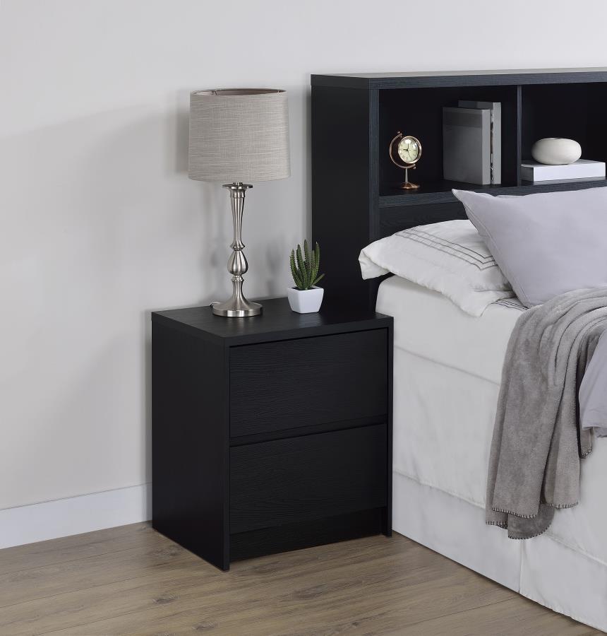 Westpark 2-drawer Nightstand LED Lights and USB Black view 2
