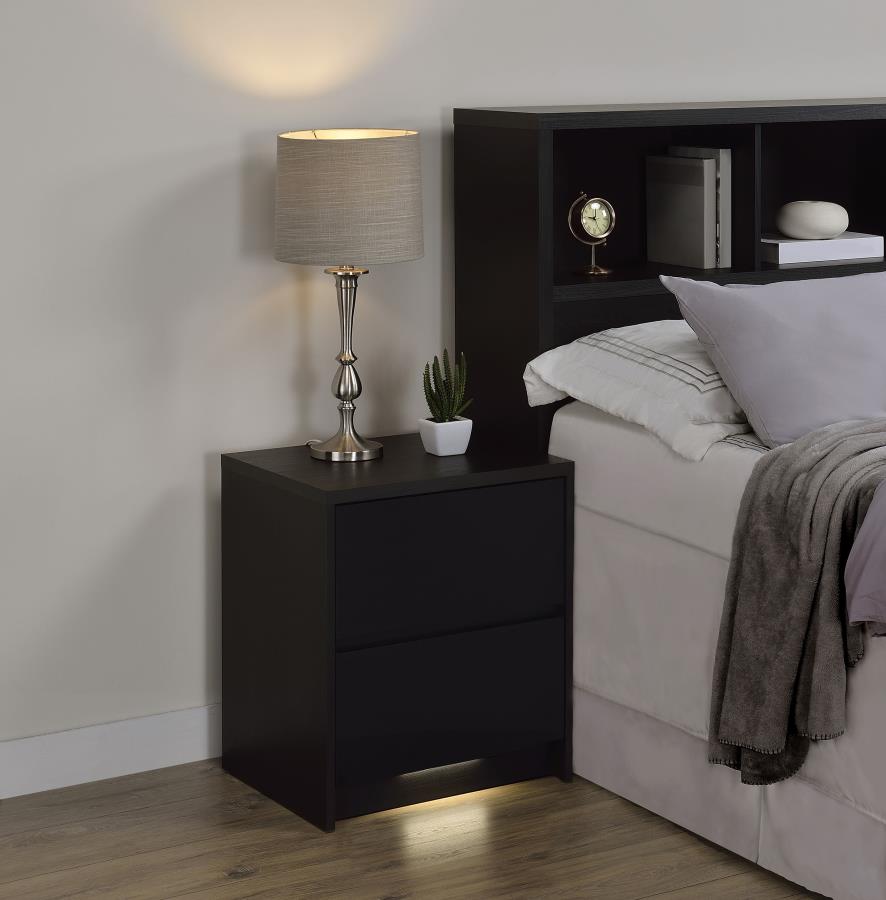 Westpark 2-drawer Nightstand LED Lights and USB Black view 3