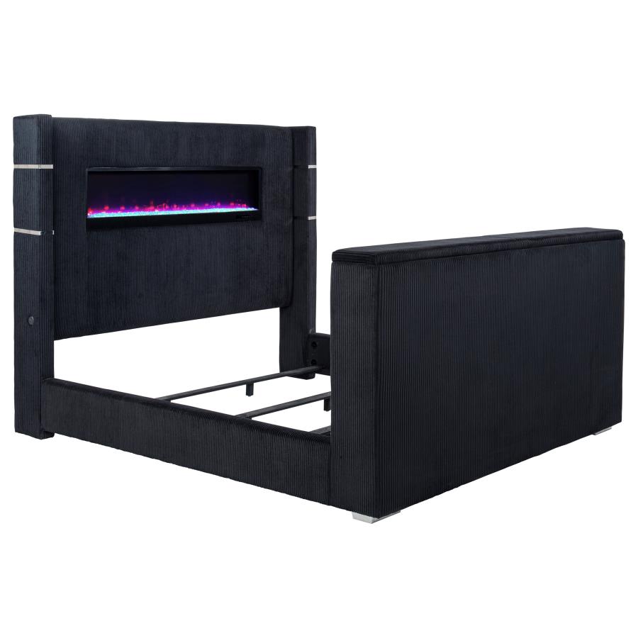 Tisdall Eastern King Flame Visualizer Wingback TV Bed Black view 5