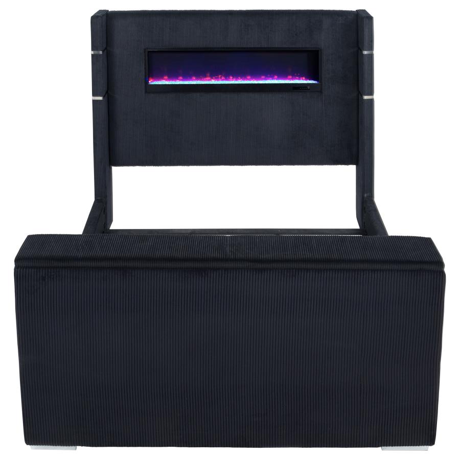 Tisdall Eastern King Flame Visualizer Wingback TV Bed Black view 6