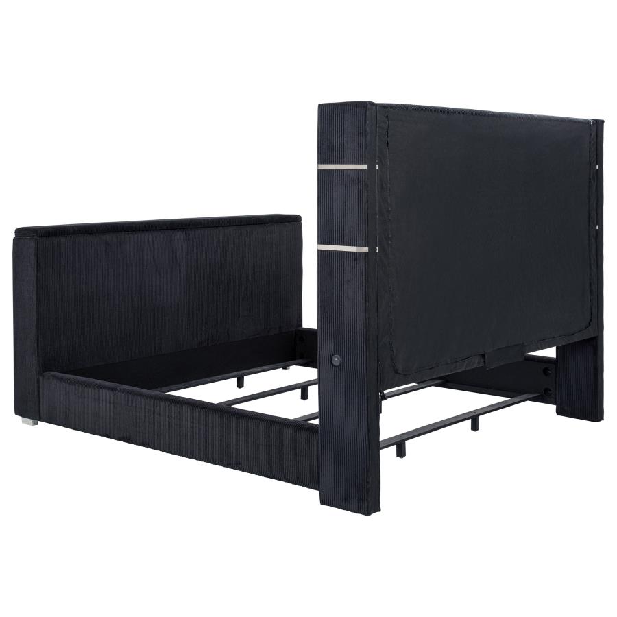 Tisdall Eastern King Flame Visualizer Wingback TV Bed Black view 7