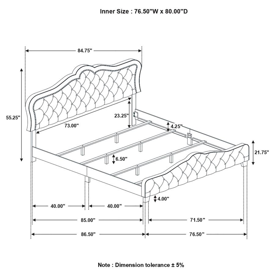 Bella Upholstered Eastern King Panel Bed Grey view 3