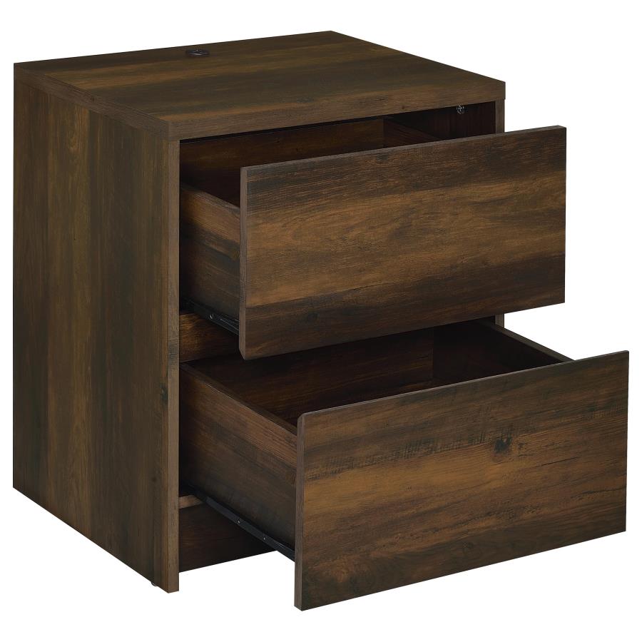 Westpark 2-drawer Nightstand LED Lights and USB Dark Pine view 4