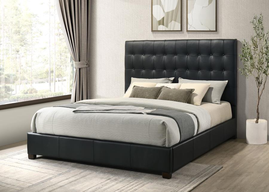 Medley Genuine Leather Eastern King Platform Bed Black view 2