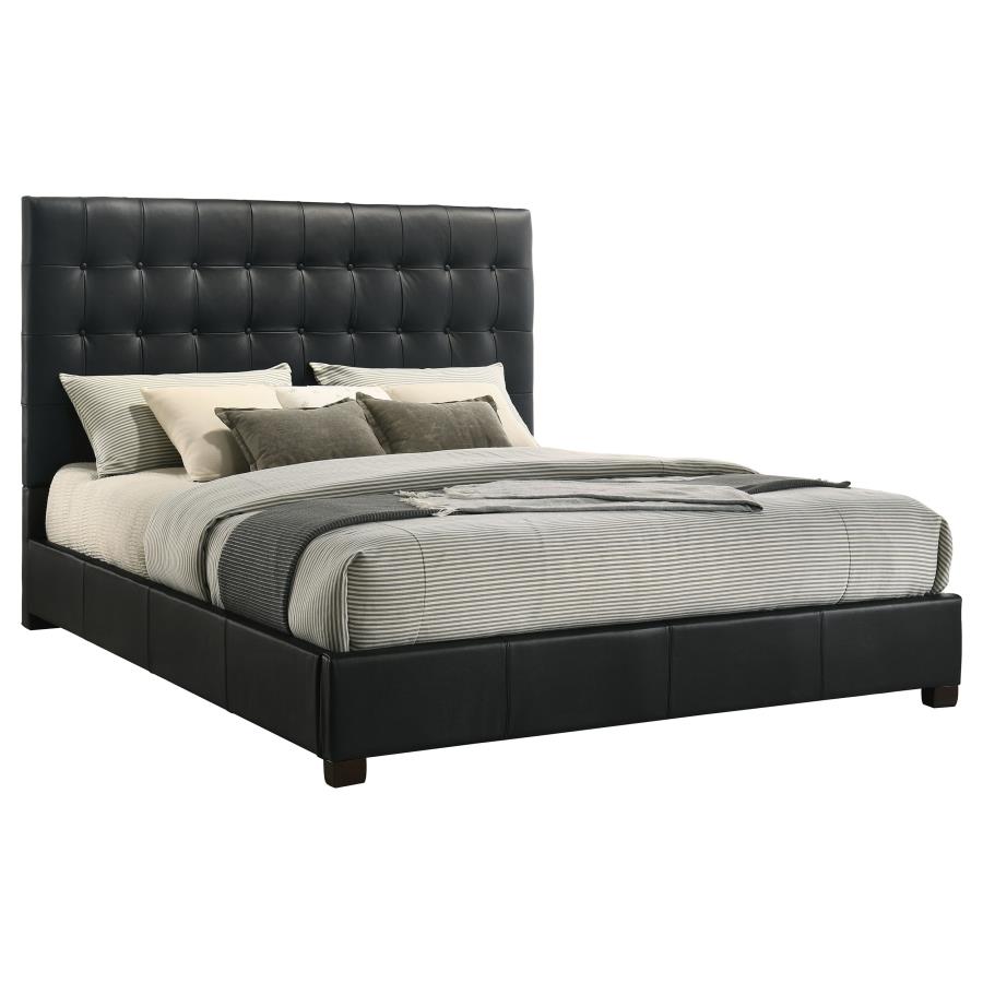 Medley Genuine Leather Eastern King Platform Bed Black view 3