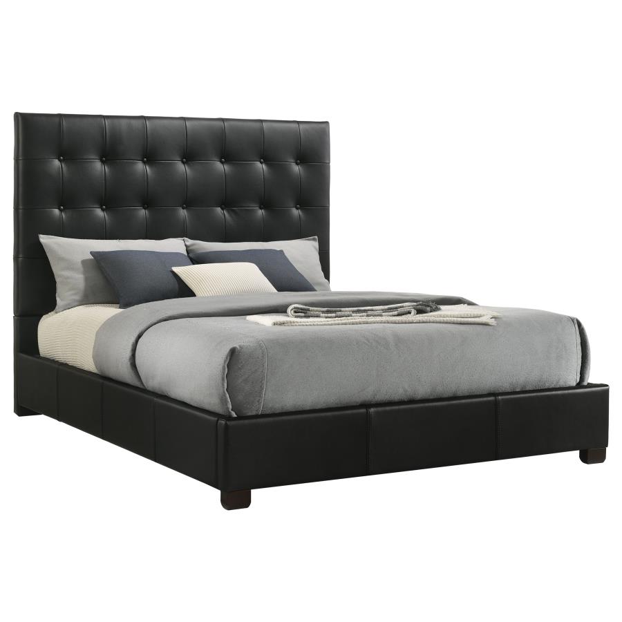 Medley Genuine Leather Queen Panel Platform Bed Black view 3