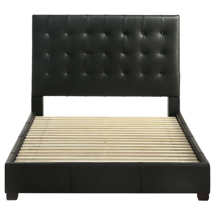 Medley Genuine Leather Queen Panel Platform Bed Black view 4