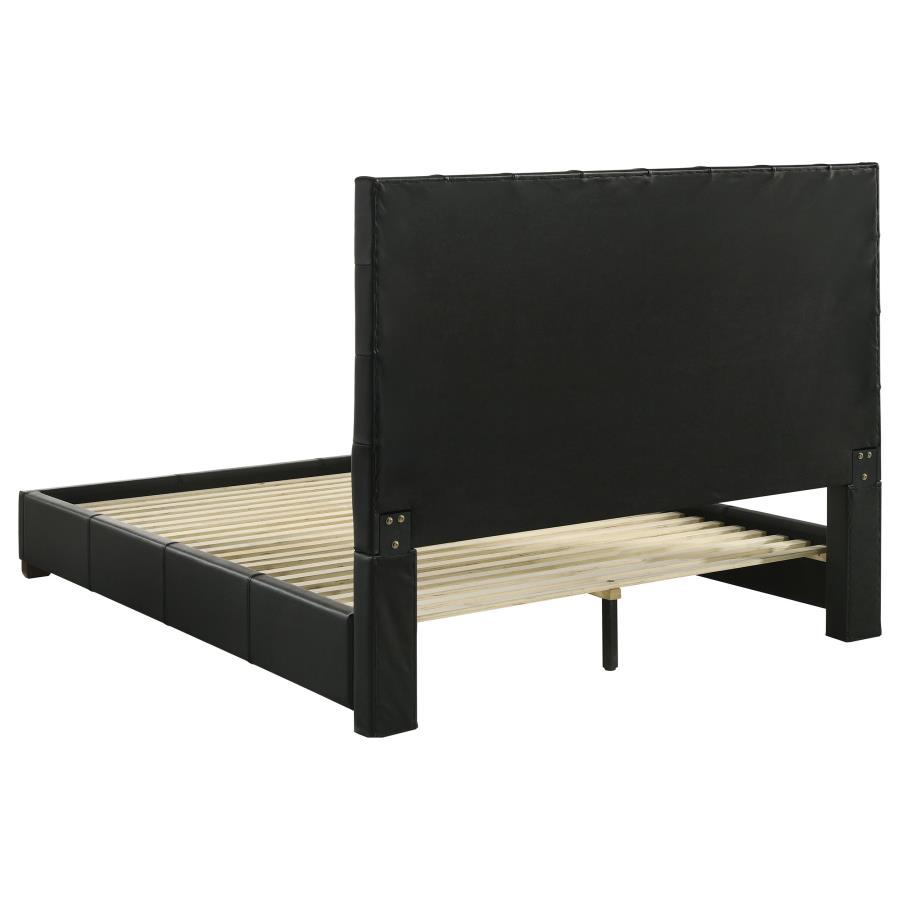 Medley Genuine Leather Queen Panel Platform Bed Black view 5