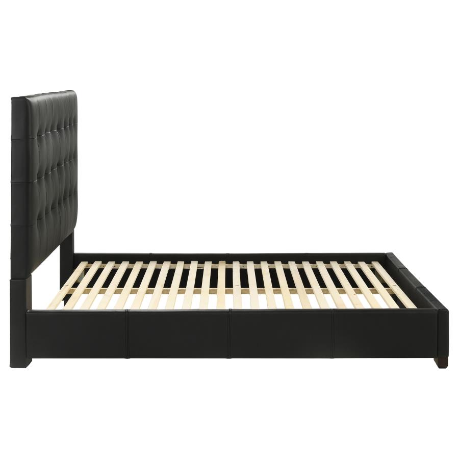 Medley Genuine Leather Queen Panel Platform Bed Black view 6