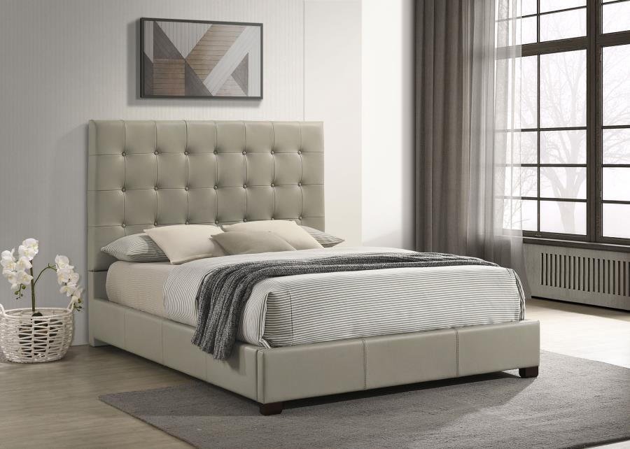 Medley Genuine Leather Queen Panel Platform Bed Tan view 2