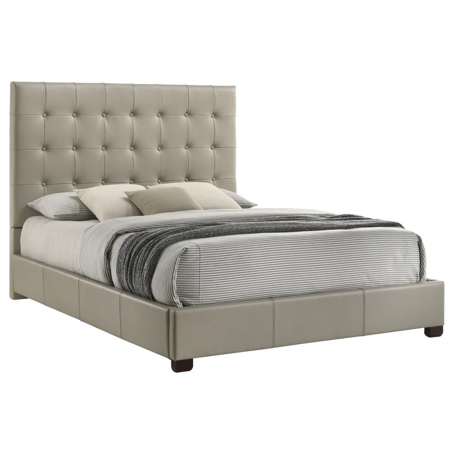 Medley Genuine Leather Queen Panel Platform Bed Tan view 3