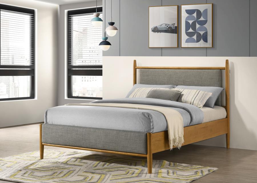 Mason 46-inch Full Panel Platform Bed Grey and Light Brown view 2