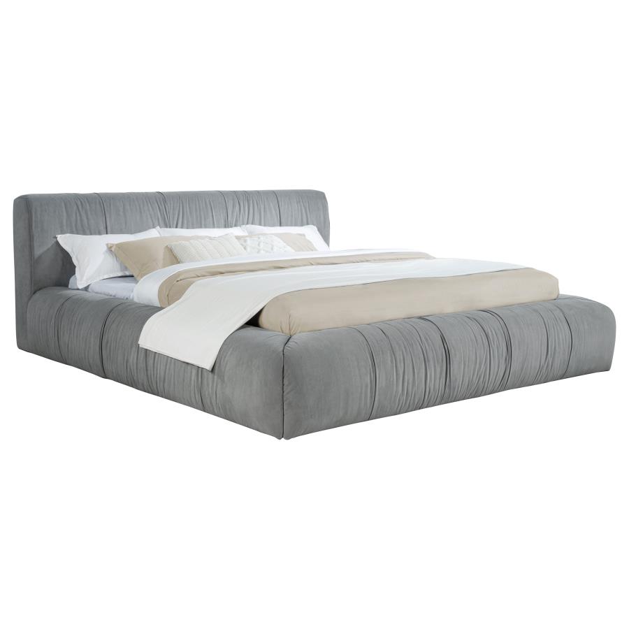 Wilshire Upholstered Eastern King Platform Bed Grey view 3