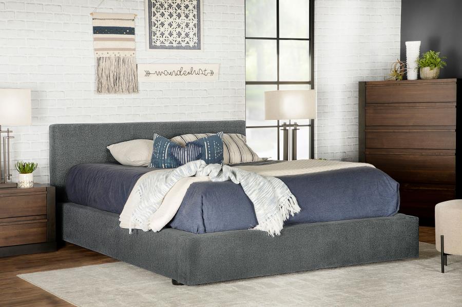 Gregory Upholstered Eastern King Panel Bed Graphite view 2