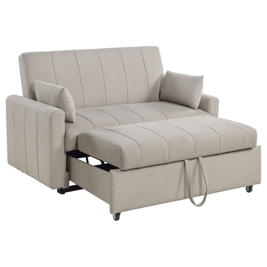 Portland Boucle Upholstered Sleeper Sofa Bed Latte view 5