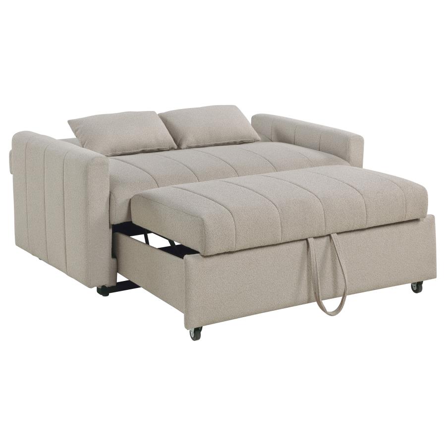 Portland Boucle Upholstered Sleeper Sofa Bed Latte view 6