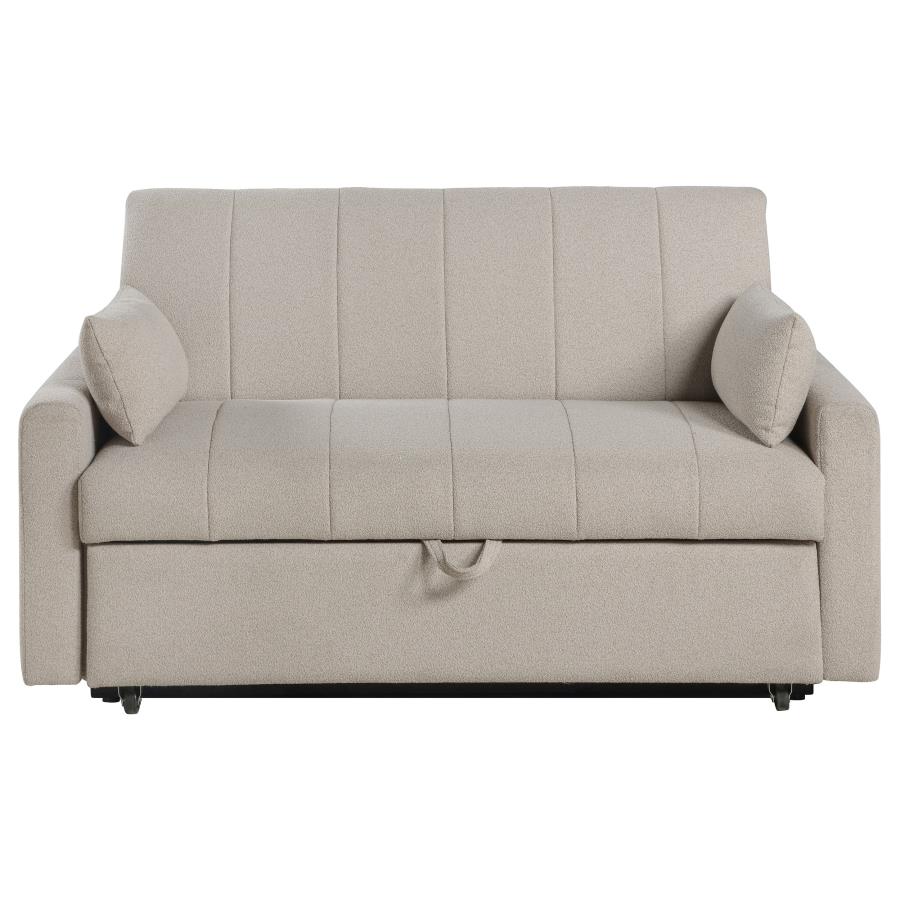 Portland Boucle Upholstered Sleeper Sofa Bed Latte view 7