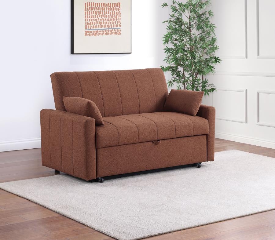 Portland Boucle Upholstered Sleeper Sofa Bed Copper view 2