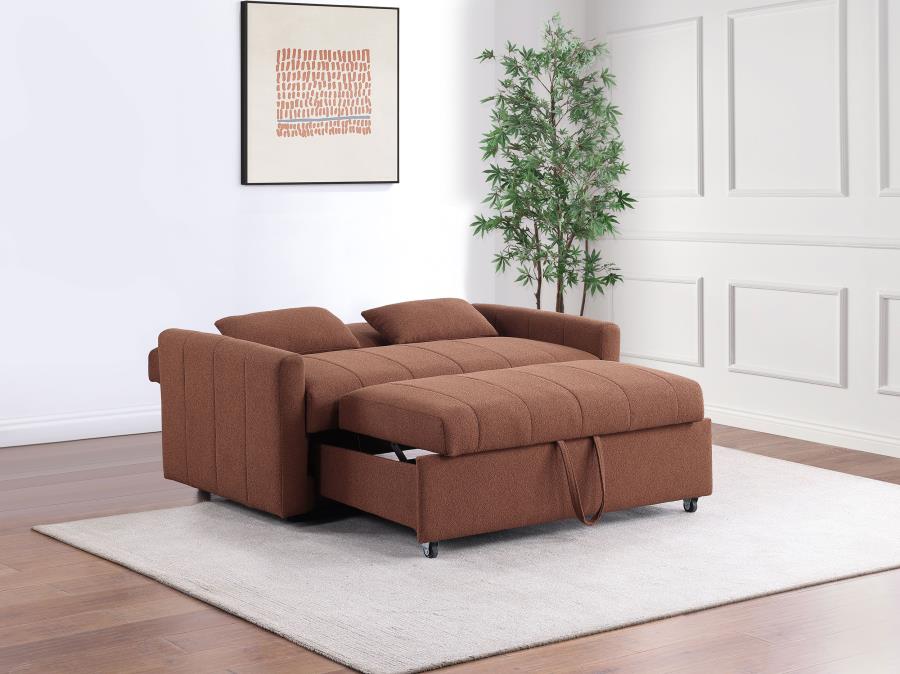 Portland Boucle Upholstered Sleeper Sofa Bed Copper view 4