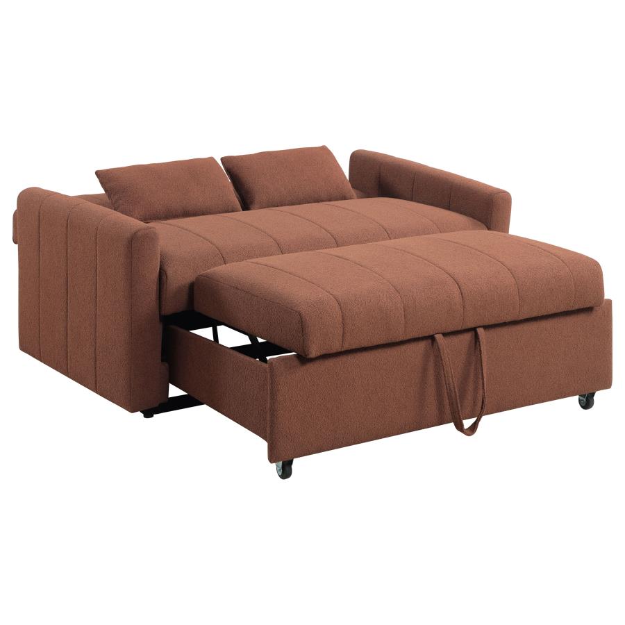 Portland Boucle Upholstered Sleeper Sofa Bed Copper view 6