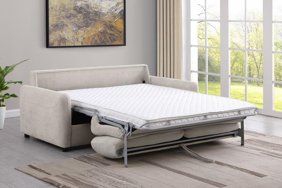 Rylie Upholstered Sofa Sleeper with Queen Mattress Beige view 3