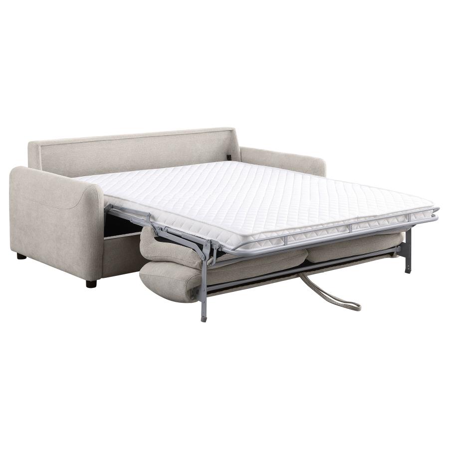 Rylie Upholstered Sofa Sleeper with Queen Mattress Beige view 4