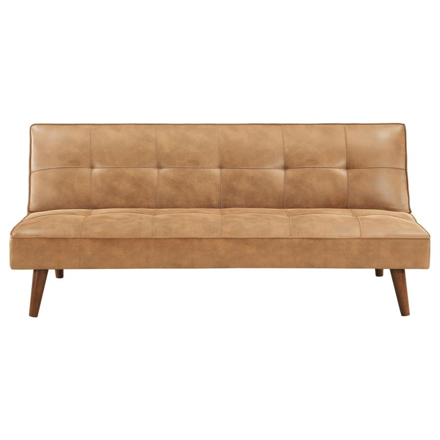 Jenson Upholstered Tufted Convertible Sofa Bed Saddle Brown view 5