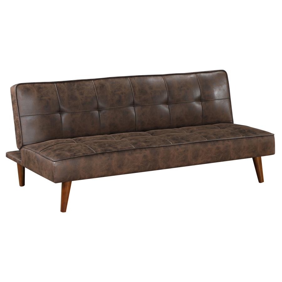 Jenson Upholstered Tufted Convertible Sofa Bed Dark Coffee — Bedroom Furniture