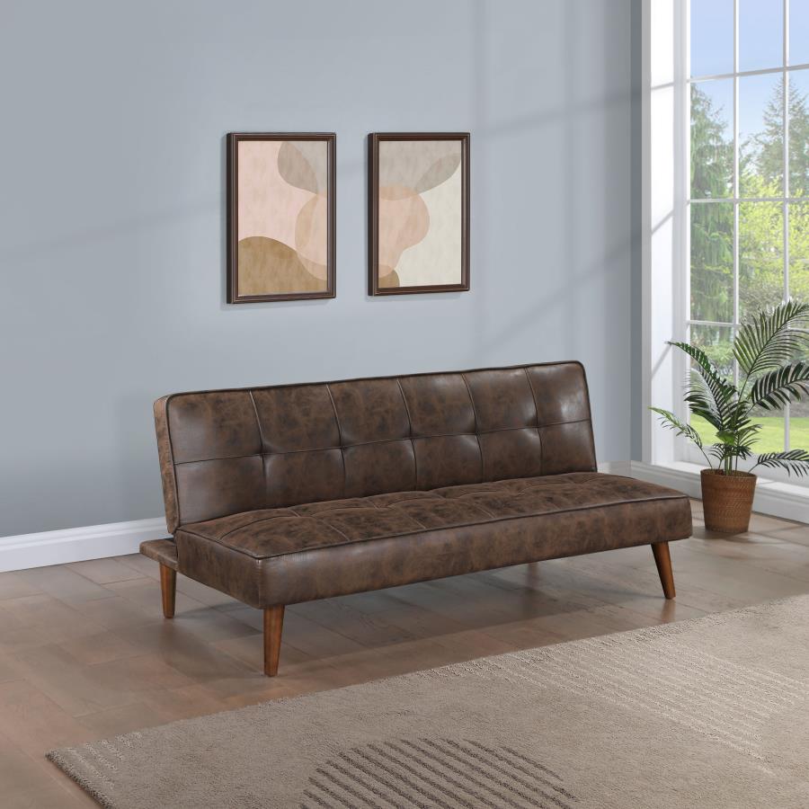 Jenson Upholstered Tufted Convertible Sofa Bed Dark Coffee view 2