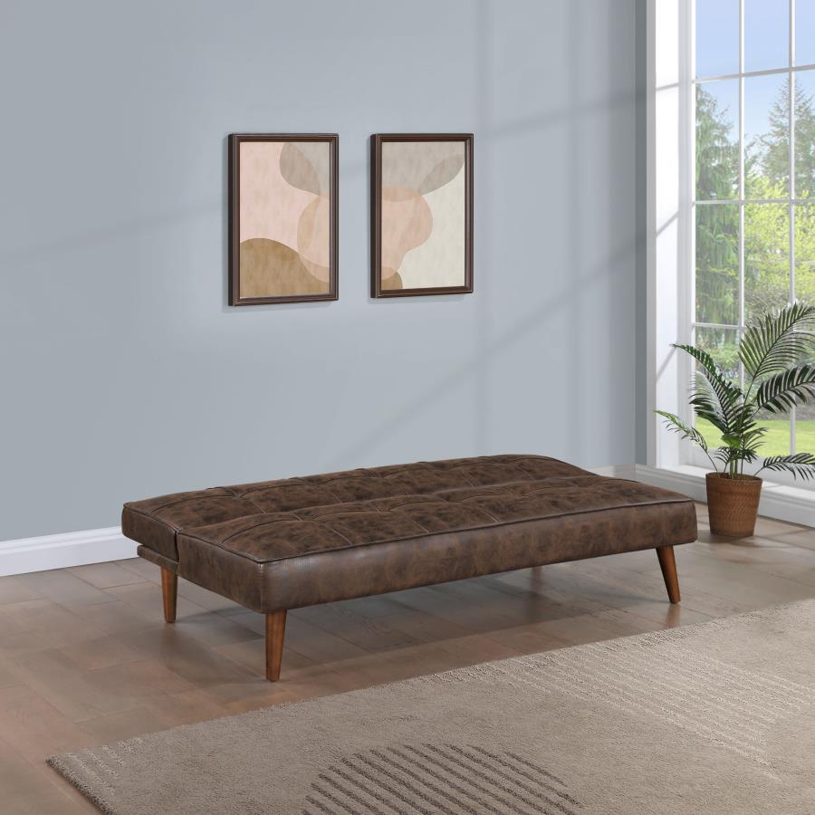 Jenson Upholstered Tufted Convertible Sofa Bed Dark Coffee view 3