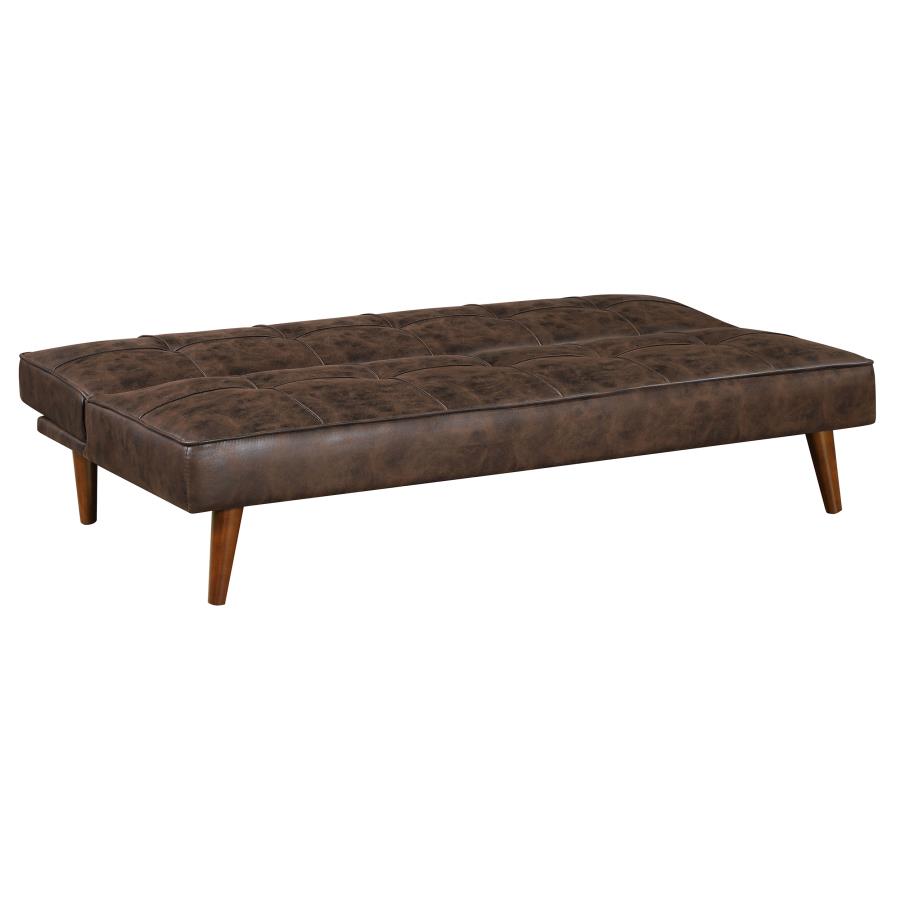 Jenson Upholstered Tufted Convertible Sofa Bed Dark Coffee view 4