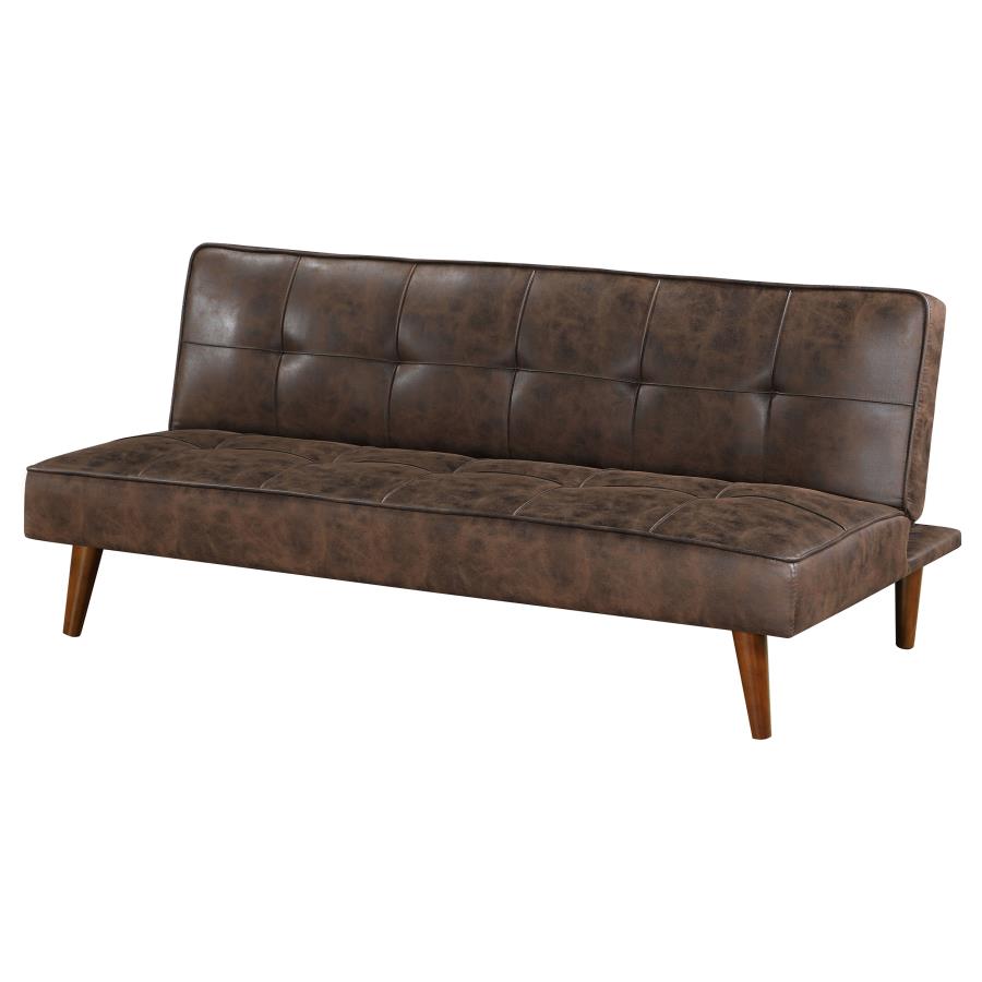 Jenson Upholstered Tufted Convertible Sofa Bed Dark Coffee view 6