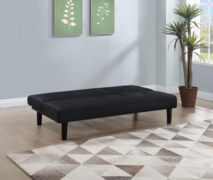 Stanford Upholstered Tufted Convertible Sofa Bed Black view 3