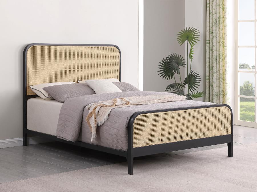 Lanewood Open Cane Webbing Metal Queen Bed Black view 2