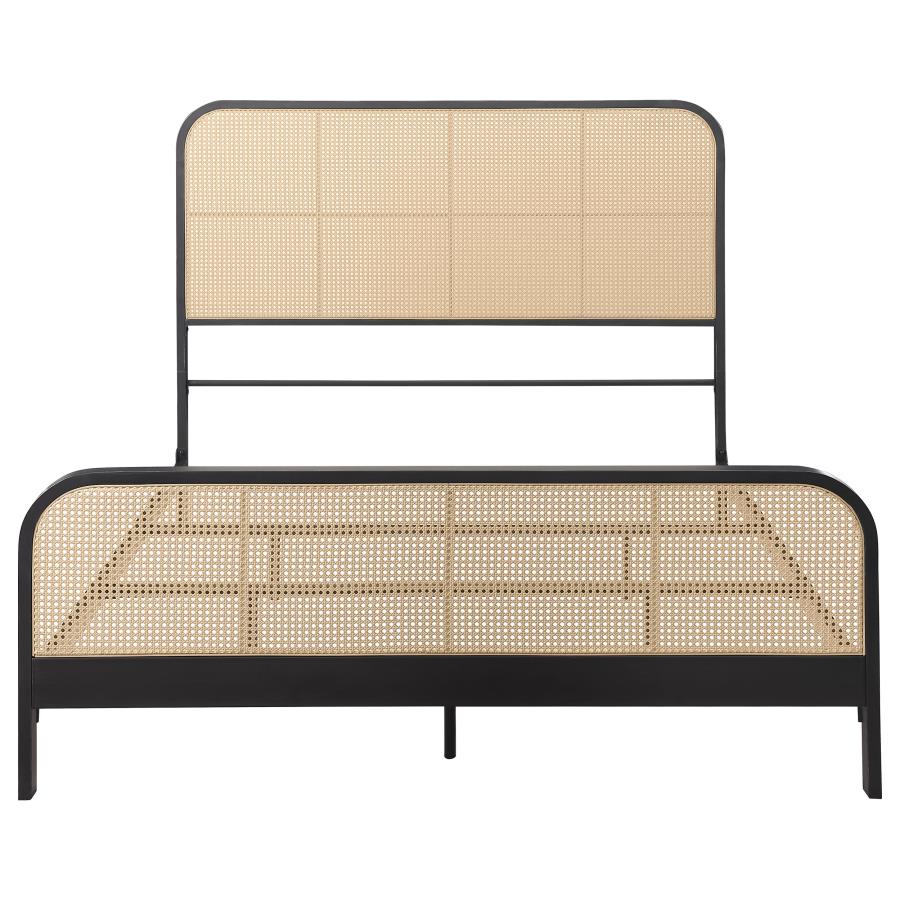 Lanewood Open Cane Webbing Metal Queen Bed Black view 3