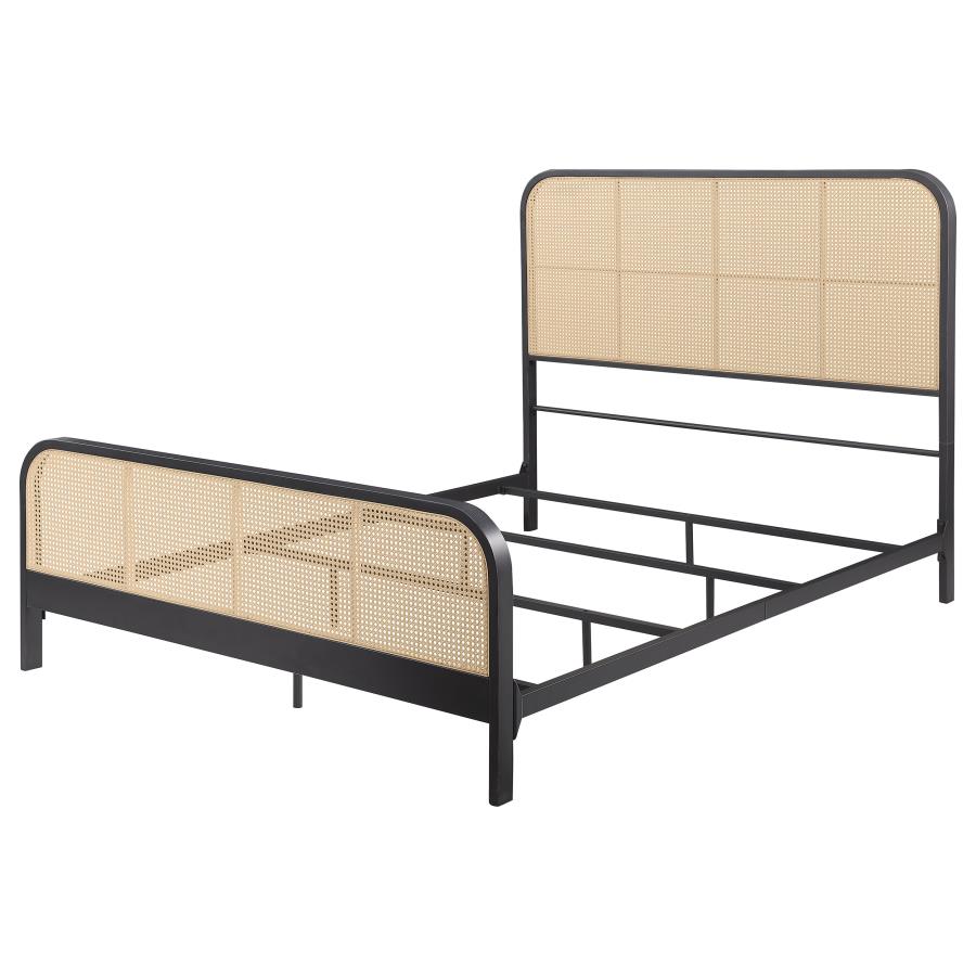 Lanewood Open Cane Webbing Metal Queen Bed Black view 4