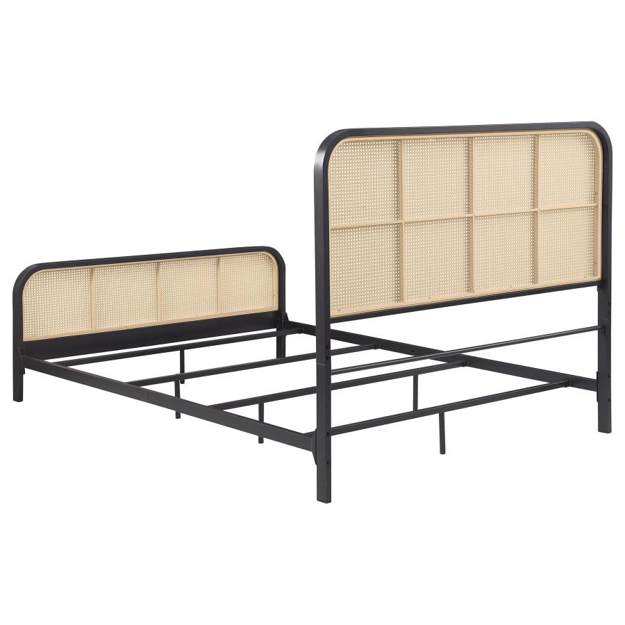Lanewood Open Cane Webbing Metal Queen Bed Black view 6