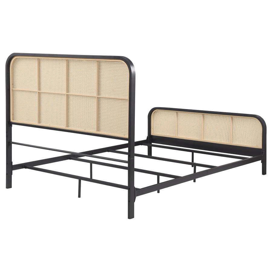 Lanewood Open Cane Webbing Metal Queen Bed Black view 7