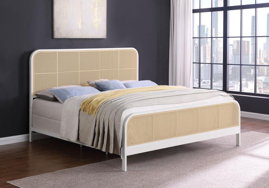Lanewood Open Cane Webbing Metal Eastern King Bed White view 2